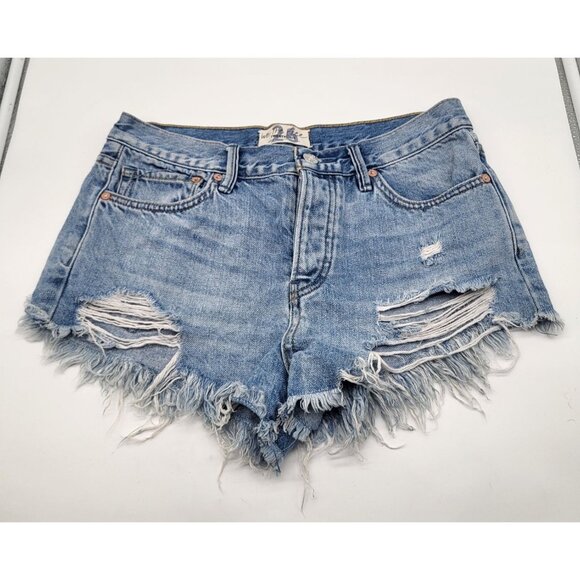 Free People Pants - WE THE FREE Women's SZ 26 Cut off Distressed Button Fly Mini Shorts Summer